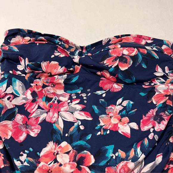 Merona Floral Strapless Top - Navy and Pink Size medium - Picture 3 of 8